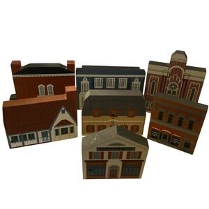 1988 The Cat’s Meow Village Series 6 Lot of 7 Wood Buildings